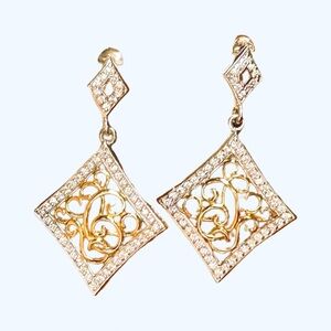 925/14k Gold Plate Filigree Antique-Inspired Drop Earrings